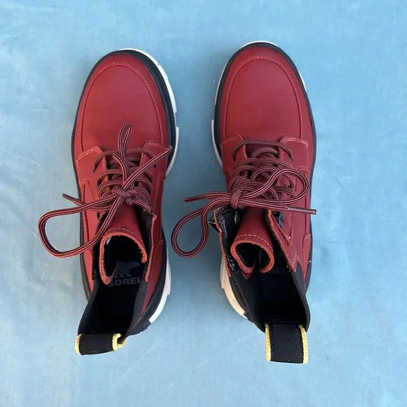 NWT SOREL Women's Brex Lug Sole Lace-Up Waterproof Boots WARP RED & BLACK Sz 5 - Picture 5 of 7
